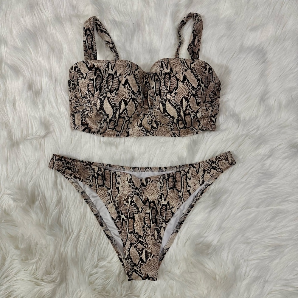 Shade & Shore Snake Print Bikini Set 36DD Large